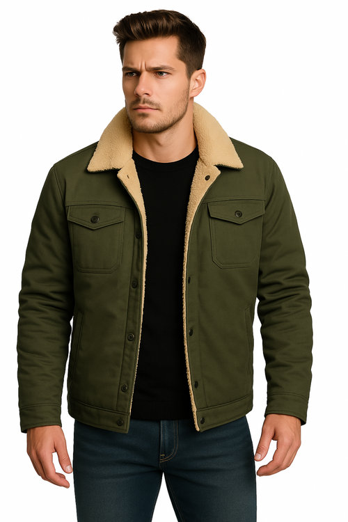 ALPINE SHERPA TRUCKER JACKET  - ARMY