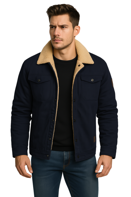 ALPINE SHERPA TRUCKER JACKET - NAVY