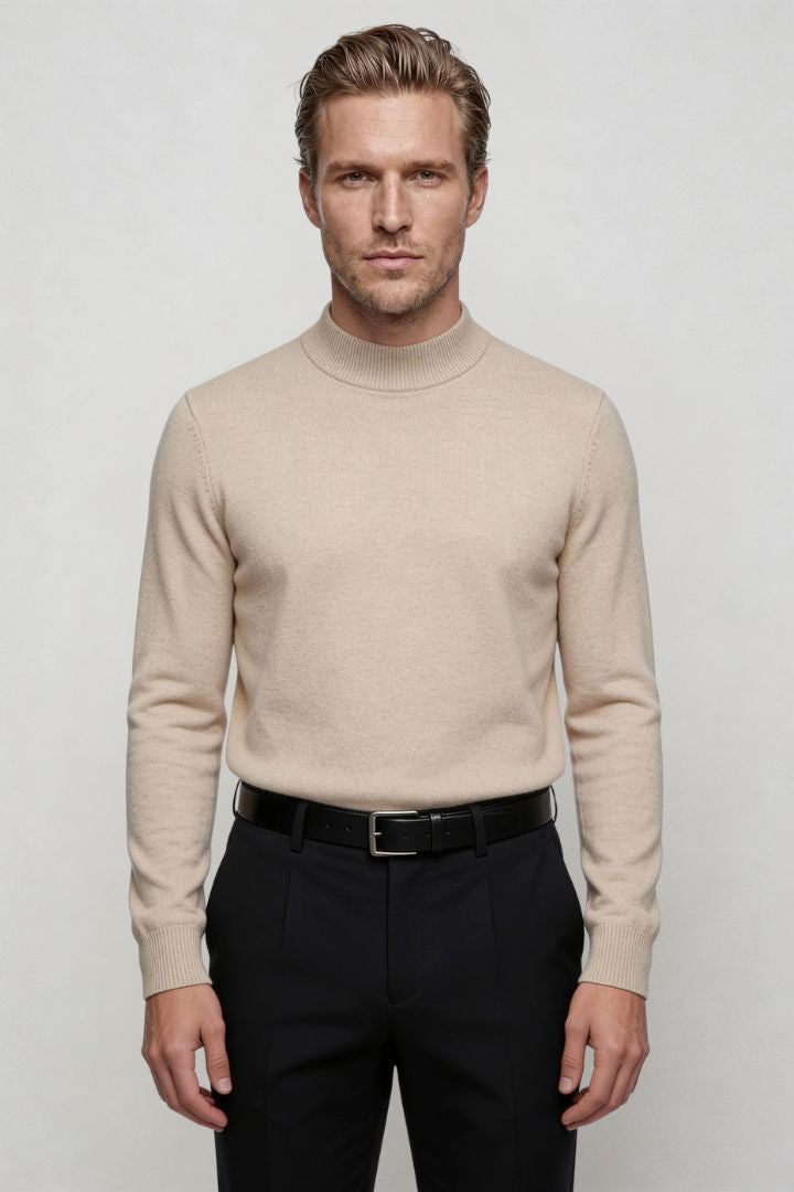 men’s 100% wool crewneck sweater lightweight smart casual pullover front view