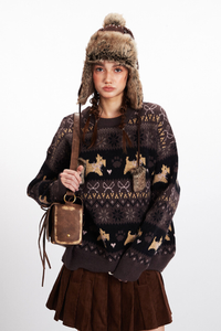 Dog Pattern Fair Isle Sweater