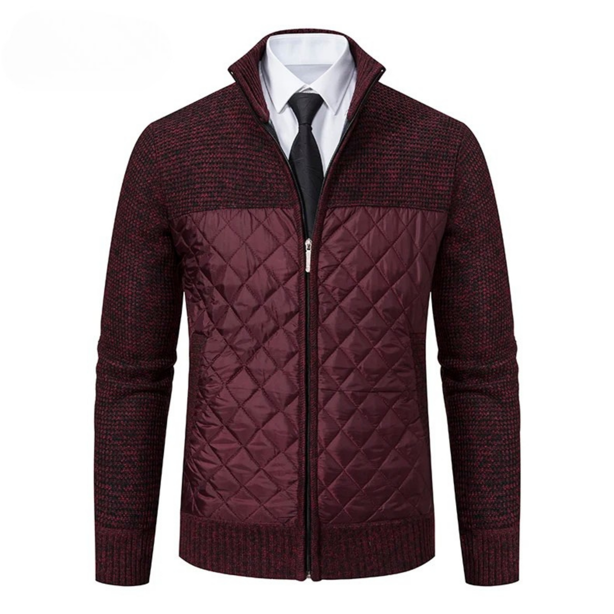 Brenton Quilted Knit Jacket - Burgundy