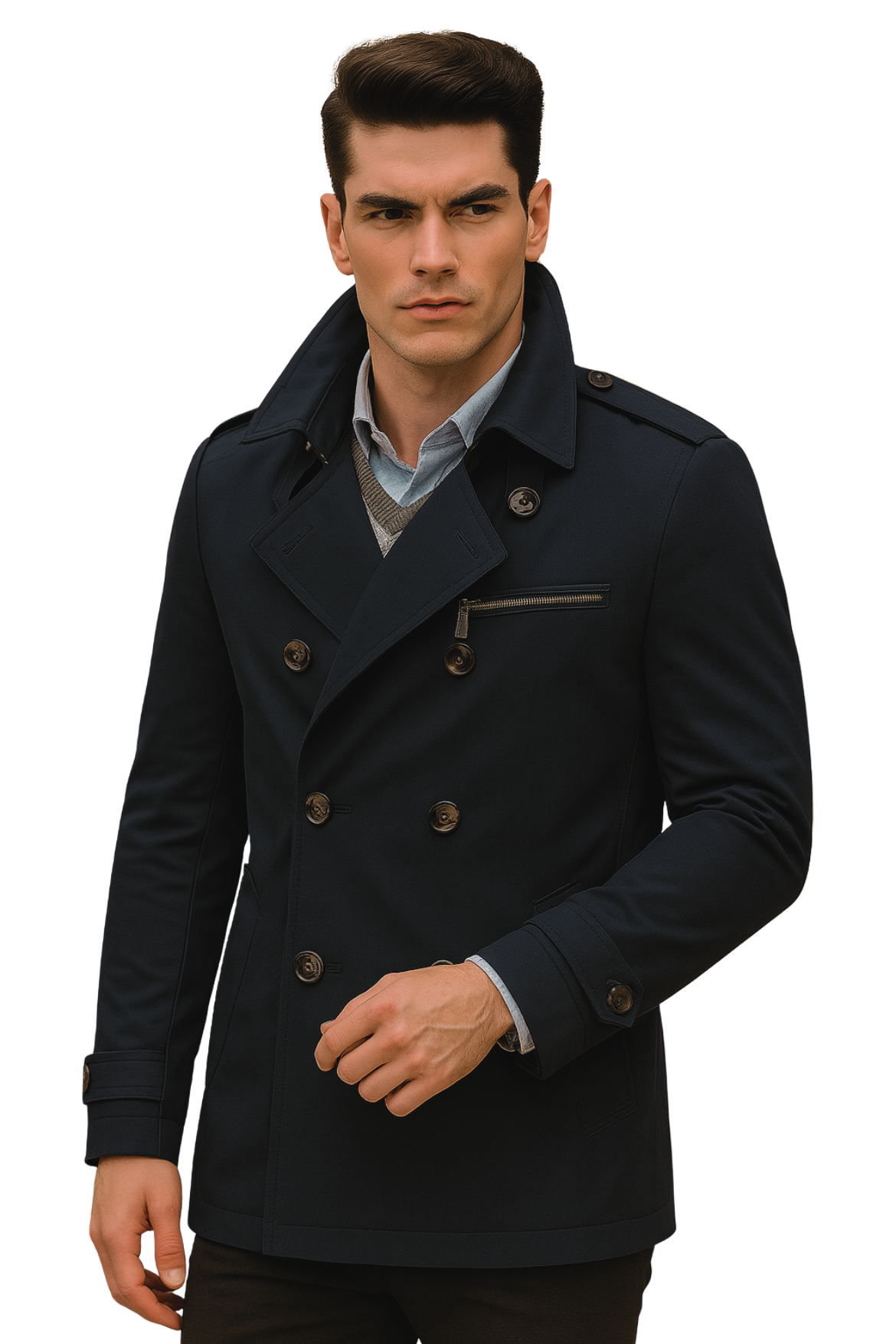HARRISON TRENCH COAT - NAVY