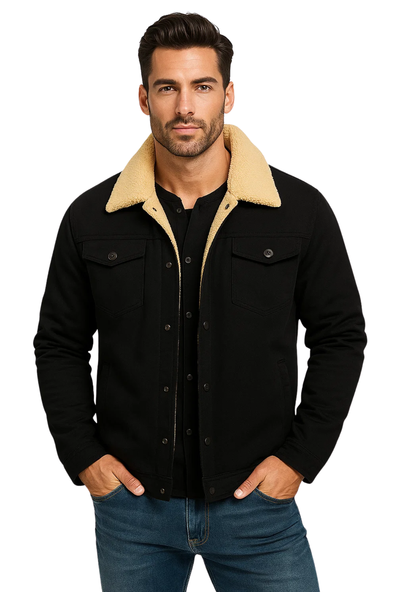 ALPINE TRUCKER JACKET  - BLACK