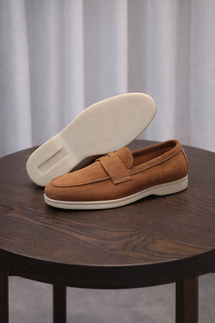 mens brown suede penny loafers premium slip on loafers