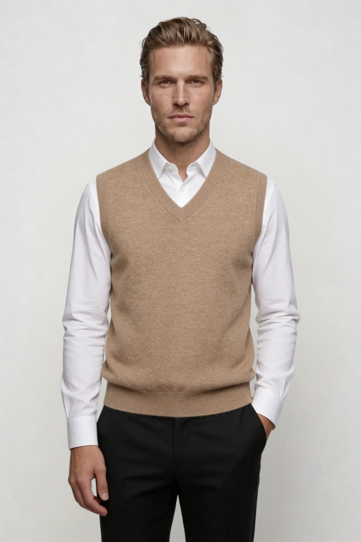 Elias Merino Wool Vest - Sand