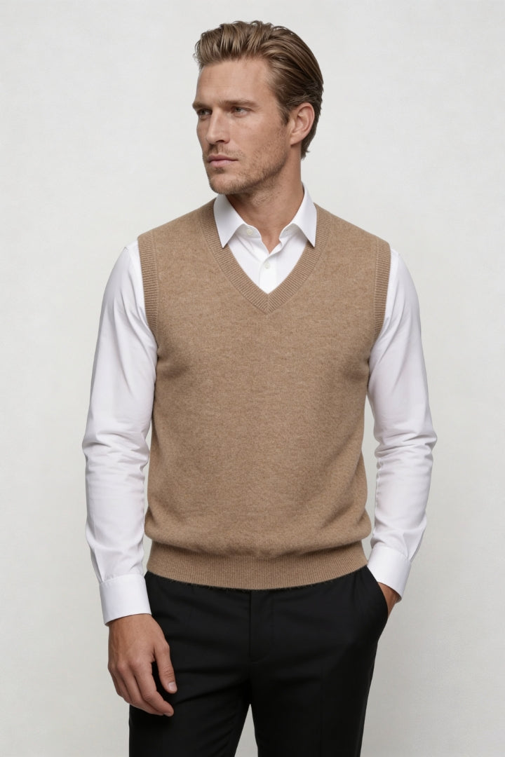 Elias Merino Wool Vest - Sand