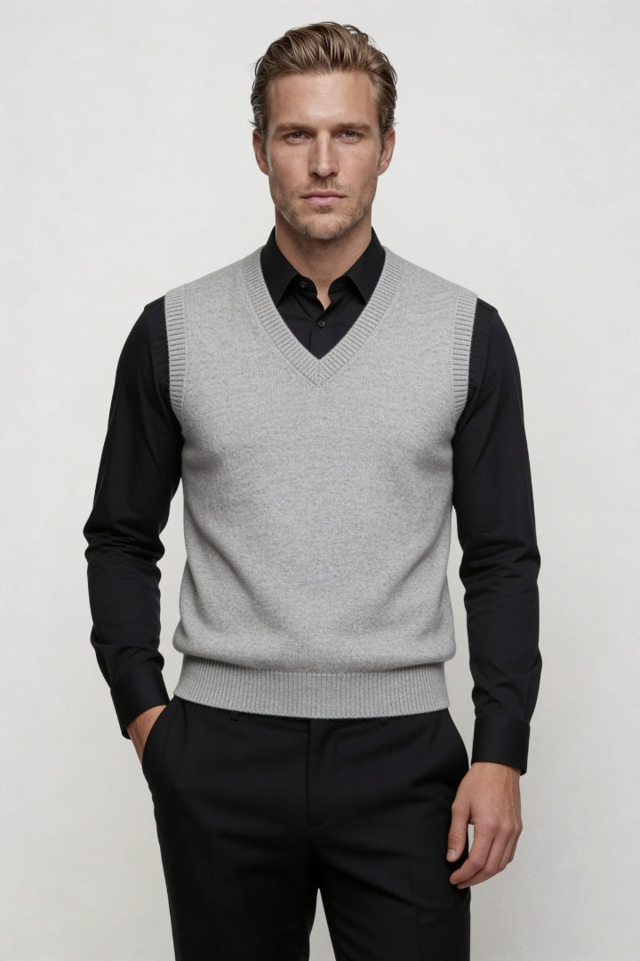 Elias Merino Wool Vest - Steel Gray