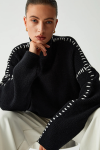 Noir Stitch Sweater - Black