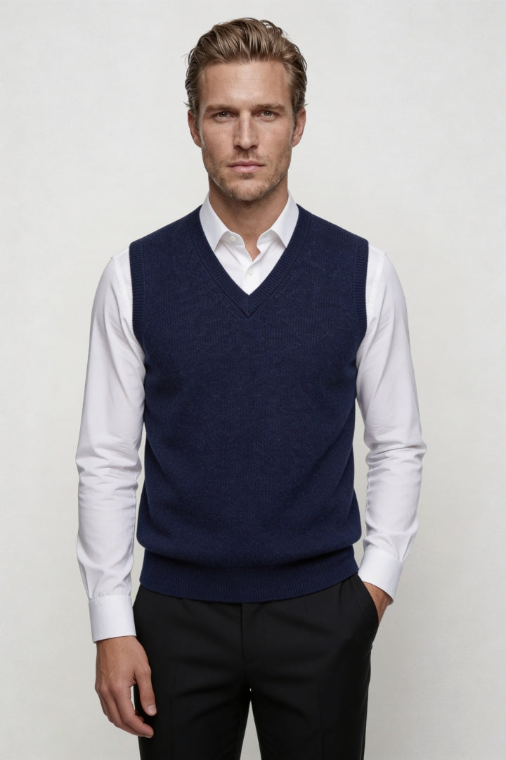 Elias Merino Wool Vest - Navy