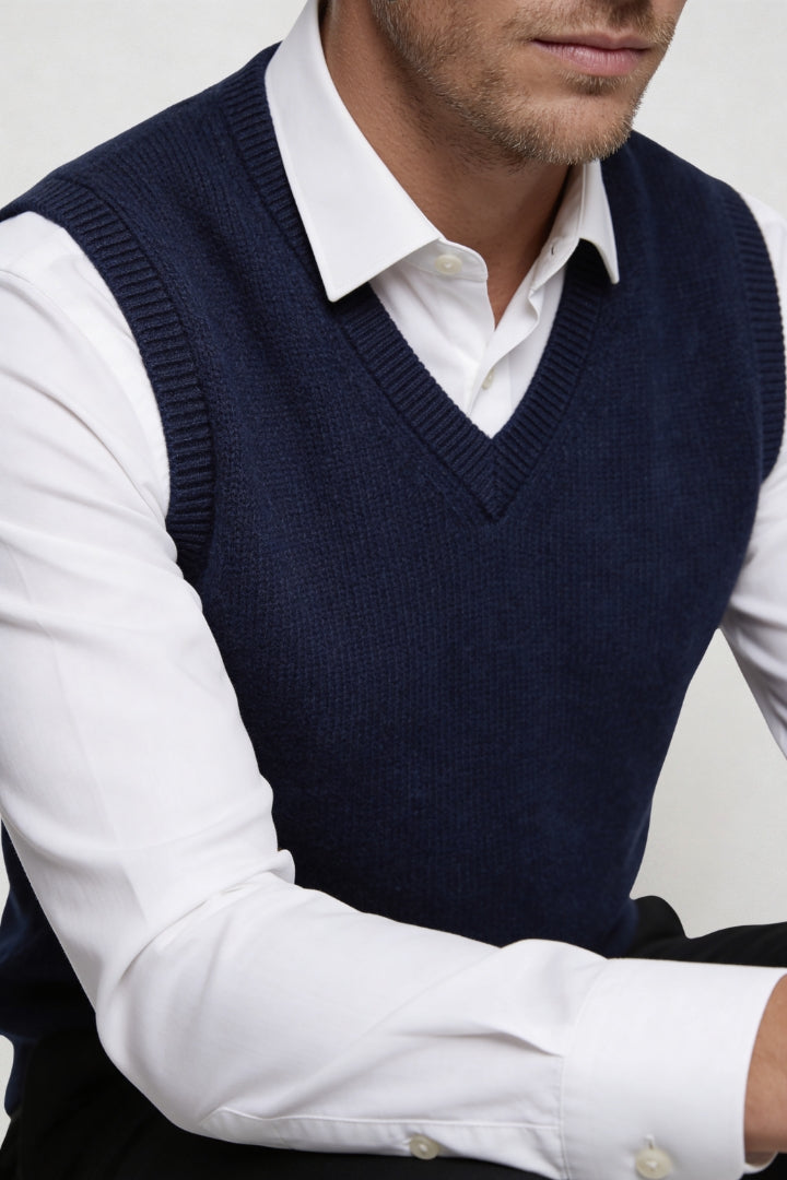 Elias Merino Wool Vest - Navy