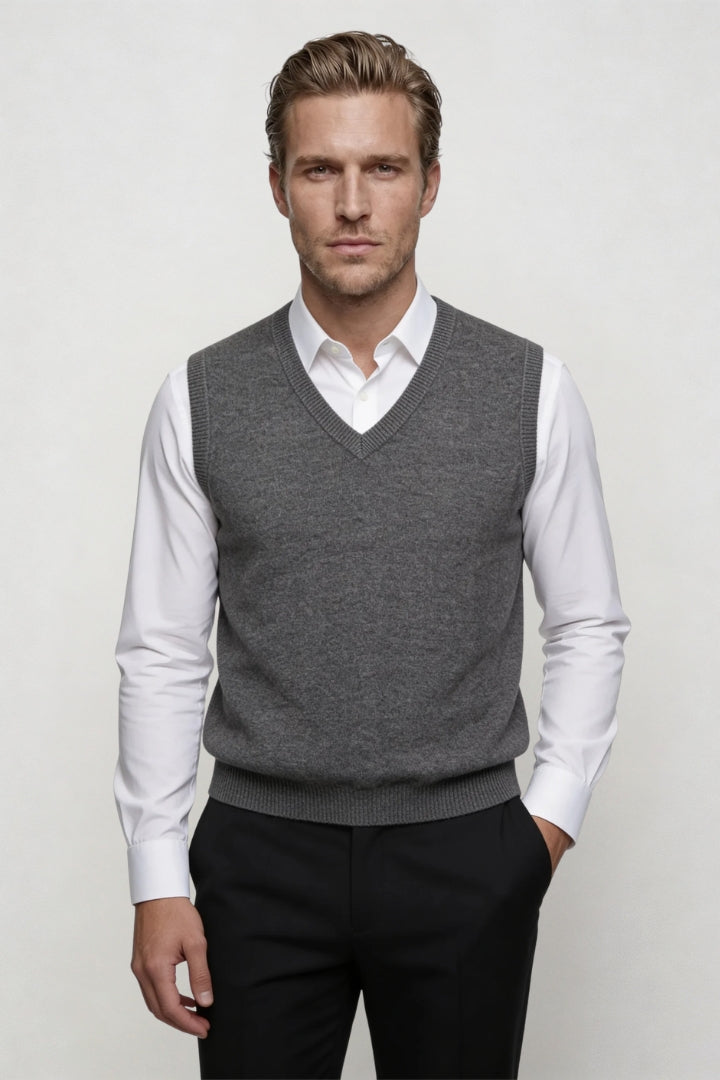 Elias Merino Wool Vest - Charcoal