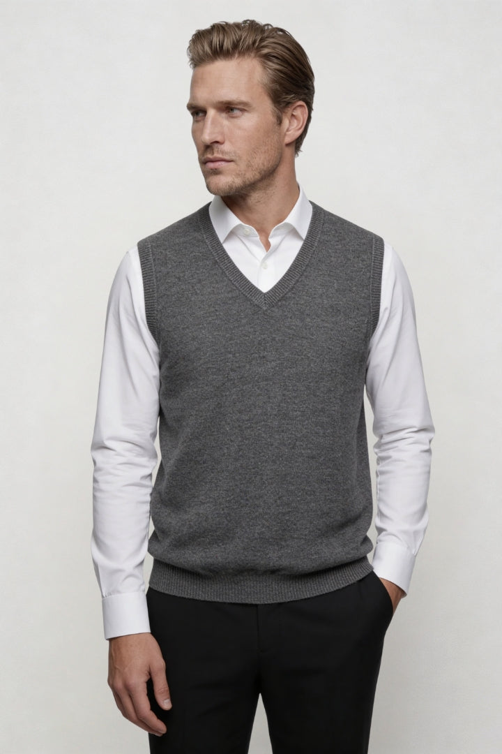 Elias Merino Wool Vest - Charcoal