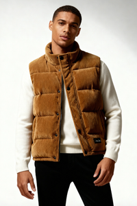 Monterra Cord Puffer Vest - Brown