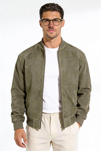 Calvion Suede Bomber Jacket - Green