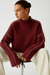 Noir Stitch Sweater - Burgundy