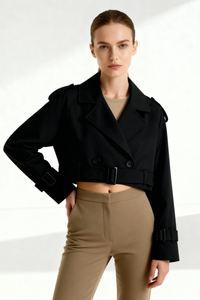 Sienna Cropped Trench - Black