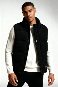 Monterra Cord Puffer Vest - Black