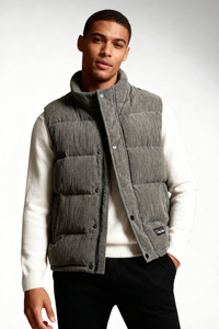 Monterra Cord Puffer Vest - Gray