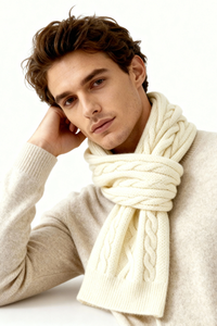 Milo Cashmere Cable Scarf - Beige