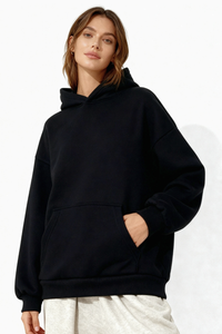 Essential Cotton Hoodie - Black
