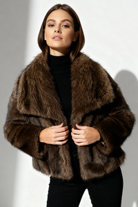 Roux Faux Fur Coat - Cocoa Mahogany