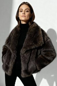 Roux Faux Fur Coat - Midnight Ash