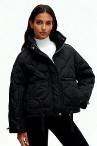 Riva Oversized Wave Quilt Jacket - Black