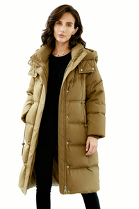 Livia Long Down Puffer Jacket - Brown