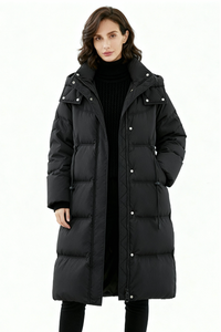 Livia Long Down Puffer Jacket - Black