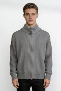 Ellis Cotton Zip-Up Sweater Jacket - Gray