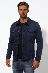 Brooks Cotton Denim Jacket - Navy