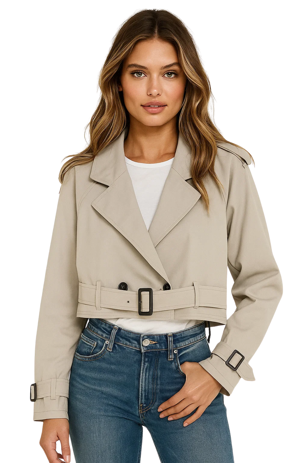 SIENNA CROPPED TRENCH - GRAY