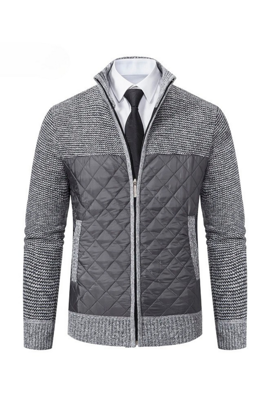 Brenton Quilted Knit Jacket - Grey