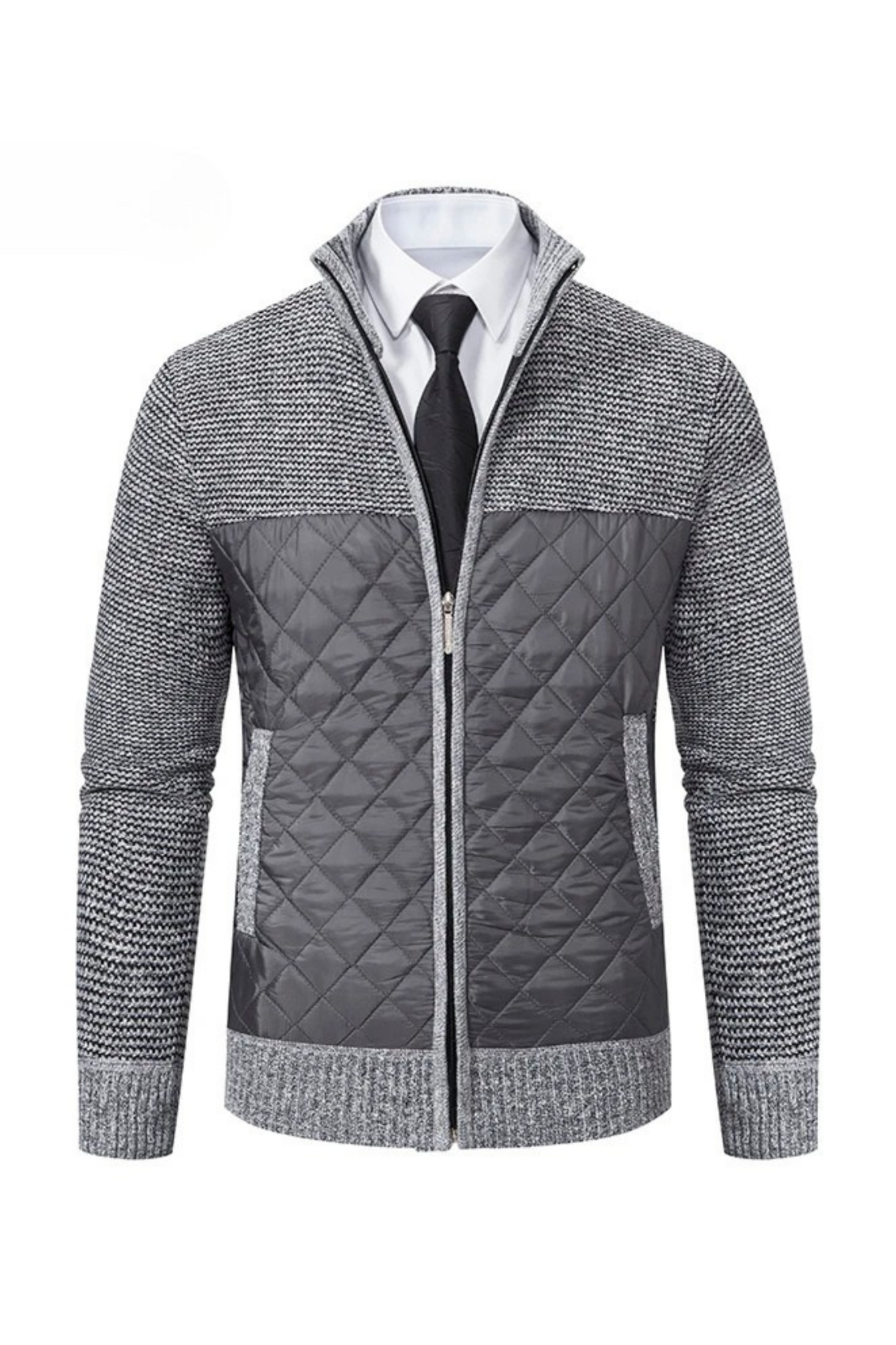 Brenton Quilted Knit Jacket - Grey