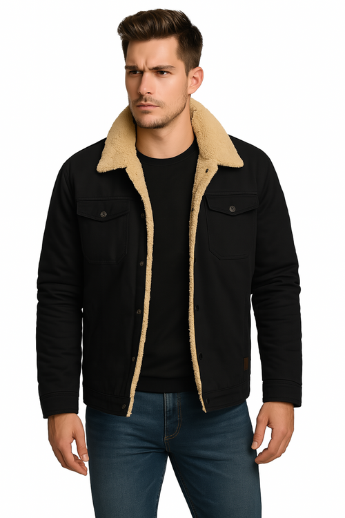 ALPINE SHERPA TRUCKER JACKET  - BLACK