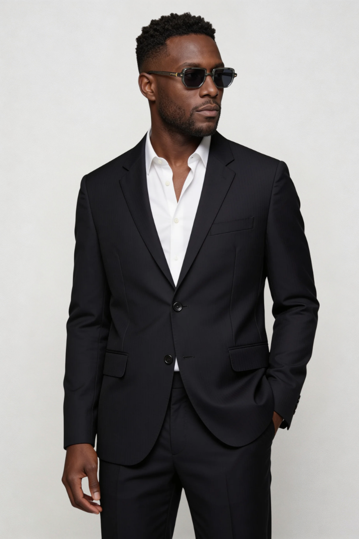 Men’s black slim fit suit set modern blazer and pants formal business suit tailored fit men