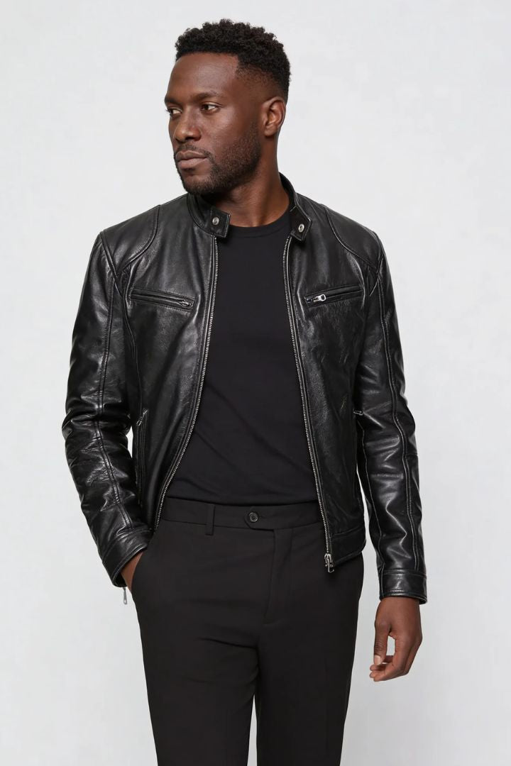 Malvion Leather Jacket - Black