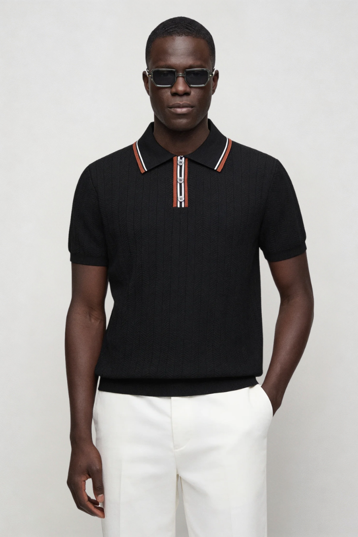 Caleb Knit Polo - Black