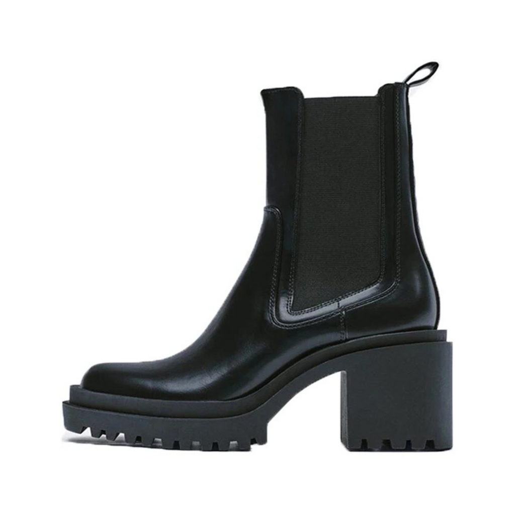 LUNA CHUNKY-HEELED BOOT - NOIR