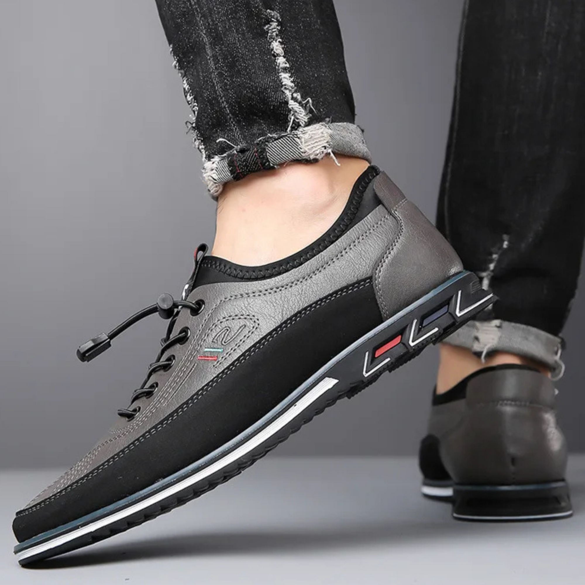 Oxford Handcrafted Leather Shoes - Gray